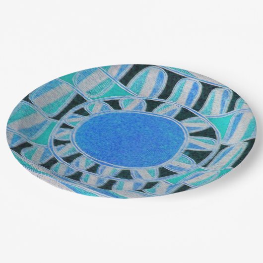 Assiettes En Carton SUN SOLAR ENERGY Teal Blue Black (Angle)
