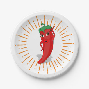 Assiettes En Carton Sunburst Red Hot Pepper Diva