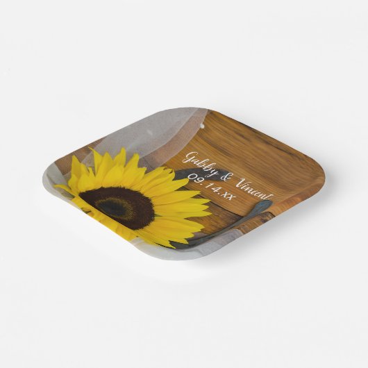 Assiettes En Carton Sunflower and Horseshoe Country Western Wedding (Angulaire)