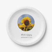 Assiettes En Carton Sunflower Blue Sky Rustique Mariage (Devant)