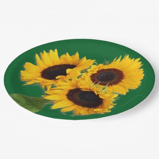 Assiettes En Carton Sunflower Bouquet Disposable Paper Plate (Angle)