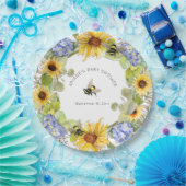 Assiettes En Carton Sunflower Bumble Bee Blue Hydrangea Baby shower (Fête)