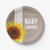 Assiettes En Carton Sunflower Burlap & Crochet Lace Baby shower (Devant)
