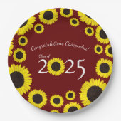 Assiettes En Carton Sunflower Country Graduation Party Maroon (Devant)