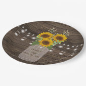 Assiettes En Carton Sunflower Country Wood Mason Jar Mariage (Angle)