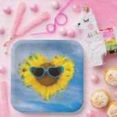 Assiettes En Carton Sunflower Heart Abstrait sur Sky (Fête)