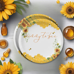 Assiettes En Carton Sunflower Honeycomb Baby shower de la mère à l'abe