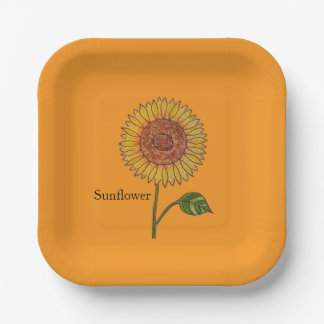 Assiettes En Carton Sunflower Orange Paper Plate