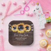 Assiettes En Carton Sunflower Rustic Wood String Mariage (Fête)