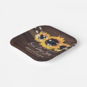 Assiettes En Carton Sunflower Rustic Wood String Mariage (Angulaire)