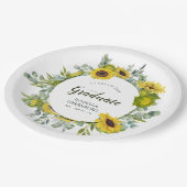 Assiettes En Carton Sunflower Wreath Script Graduation Party (Angle)
