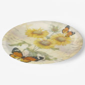 Assiettes En Carton Sunflowers and butterfly (Angle)