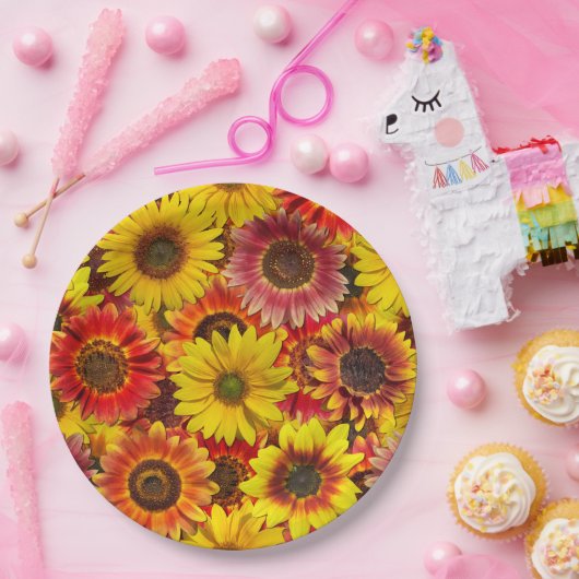 Assiettes En Carton Sunflowers Motif sans couture (Fête)