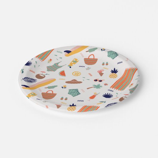 Assiettes En Carton Sunny Beach Fun Motif (Angle)