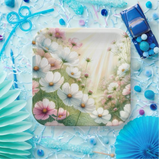 Assiettes En Carton Sunny Cosmos Garden (Fête)