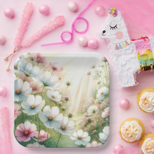 Assiettes En Carton Sunny Cosmos Garden (Fête)