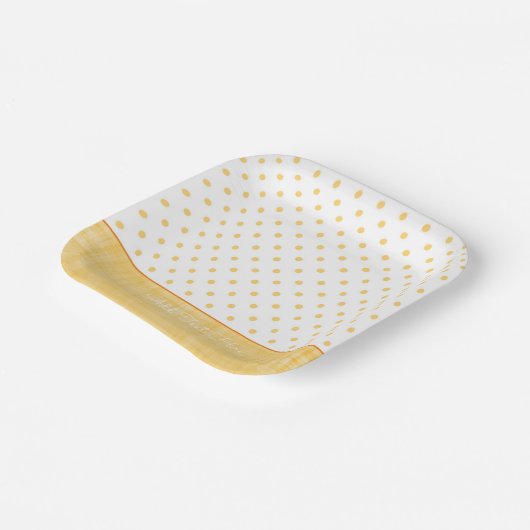 Assiettes En Carton Sunny Whitewash Lin Jaune À petits pois Texte pers (Angulaire)