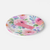 Assiettes En Carton Sunrise Floral Boho Custom Name Design (Angle)