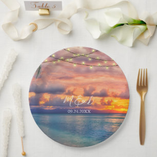 Assiettes En Carton Sunset Beach String Mariage