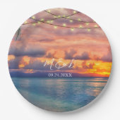 Assiettes En Carton Sunset Beach String Mariage (Devant)