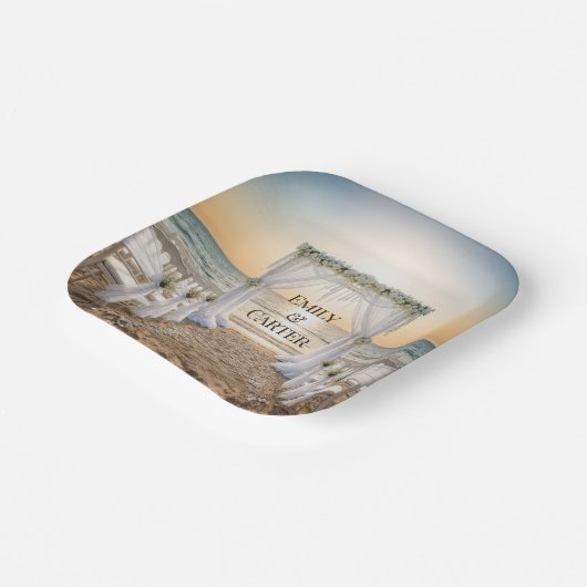 Assiettes En Carton Sunset Beach Wedding With Bridal Arch (Angulaire)