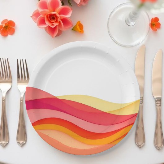 Assiettes En Carton Sunset Color Waves Modern Wedding