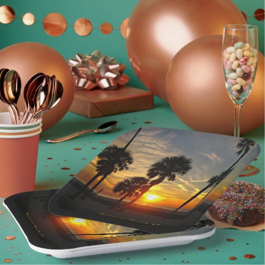 Assiettes En Carton Sunset de Clearwater Beach (Multi)