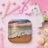 Assiettes En Carton Sunset plage (Fête)