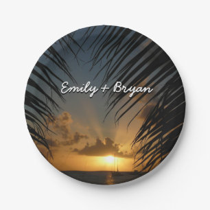 Assiettes En Carton Sunset Through Palm Fronds