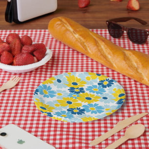 Assiettes En Carton Sunshine Blue Sky Blooming Daisy
