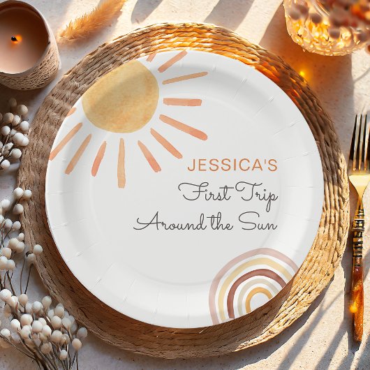Assiettes En Carton Sunshine Rainbow Trip Autour du Soleil 1er Anniver
