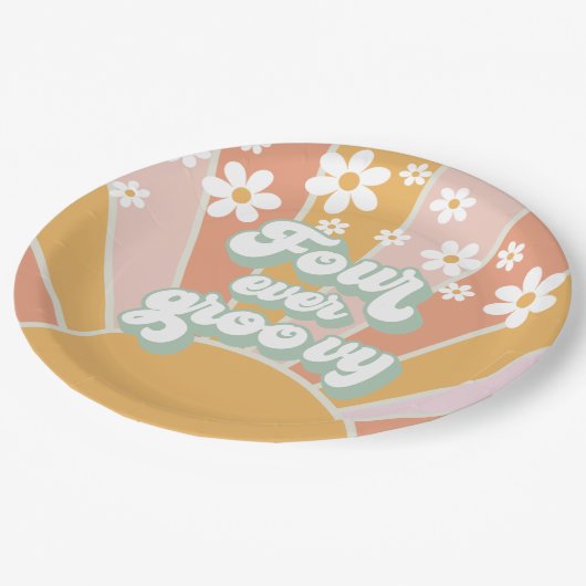 Assiettes En Carton Sunshine rétro quatre fois Super marguerite (Angle)