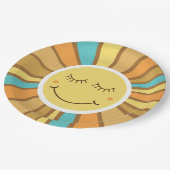 Assiettes En Carton Sunshine Super Retro Boho Hippie autour du soleil (Angle)