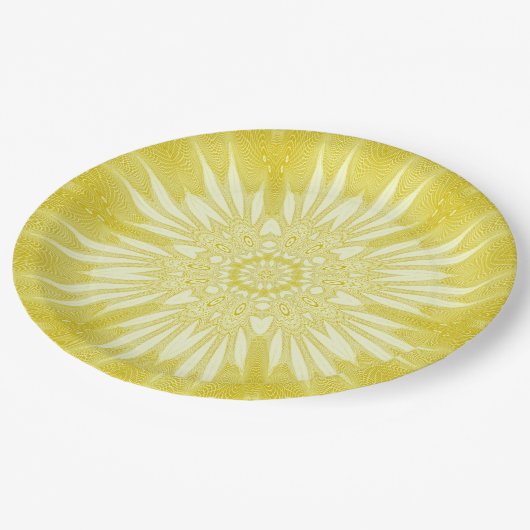 Assiettes En Carton Sunshine Yellow Faux Tulle Design (Angle)