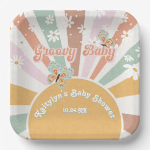 Assiettes En Carton Super Baby Retro les années 70 Hippie Sunshine Dai