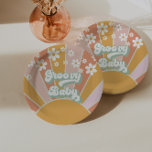 Assiettes En Carton Super Baby Retro Sunshine Hippie Baby shower<br><div class="desc">Super bébé ! Plaques de baby shower d'inspiration rétro avec marguerites de style années 70 et polices et couleurs boho.</div>