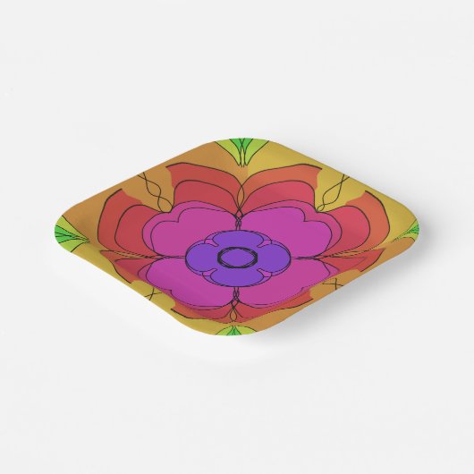 Assiettes En Carton Super Fleur les années 70 Gogo (Angulaire)