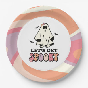 Assiettes En Carton super Ghost retro Halloween Anniversaire