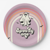 Assiettes En Carton super Ghost retro Halloween Éffrayant Un Anniversa (Devant)