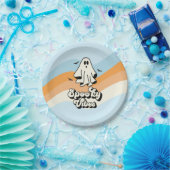 Assiettes En Carton super Ghost retro Halloween Éffrayant Vibes Bleues (Fête)