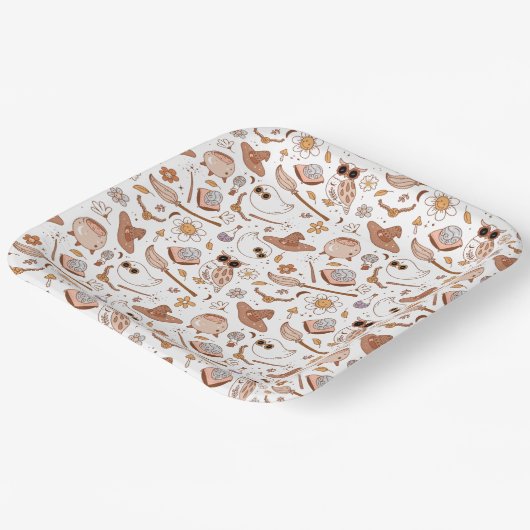 Assiettes En Carton Super Halloween style rétro Fantômes amusant (Angulaire)