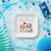 Assiettes En Carton Super mignon chiots de Noël (Fête)