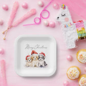 Assiettes En Carton Super mignon chiots de Noël (Fête)
