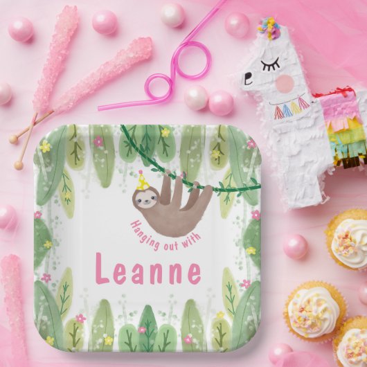 Assiettes En Carton Super mignon fille paresse anniversaire (Fête)