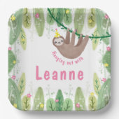 Assiettes En Carton Super mignon fille paresse anniversaire (Recto)