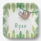 Assiettes En Carton Super mignon garçon paresse anniversaire (Recto)