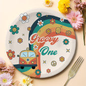Assiettes En Carton Super One Boho Retro Rainbow fête d'anniversaire
