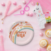 Assiettes En Carton Super One daisy boho floral arc-en-ciel 1er annive (Fête)
