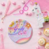 Assiettes En Carton Super One Retro Rainbow 1er anniversaire (Fête)