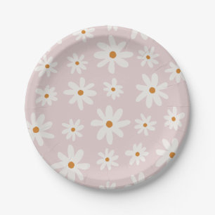Assiettes En Carton Super Retro Blush Rose Daisy